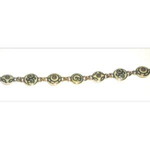 BRIGHTON SILVER STERLING BEIGE INLAID ENAMEL FONTINA LINK BRACELET